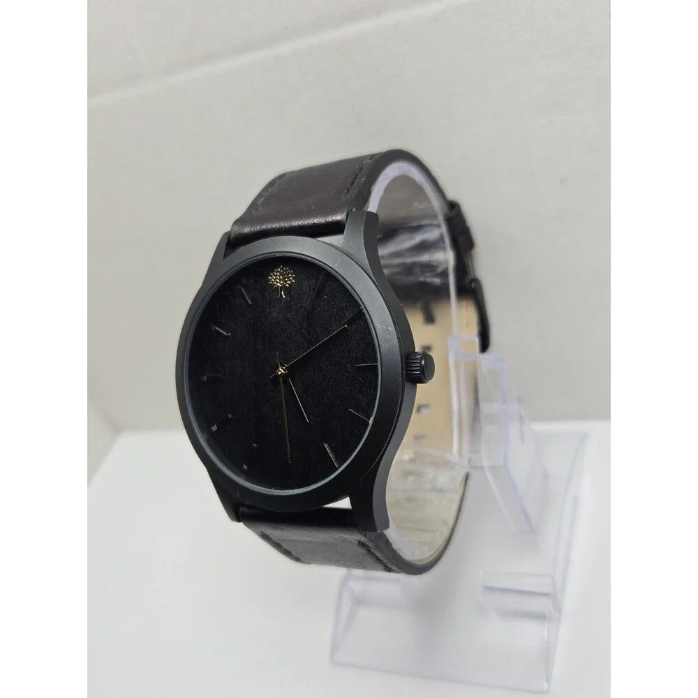 Lux Woods Boylan Black Woodgrain Minimalist 45mm Watch Mens Quartz New Battery